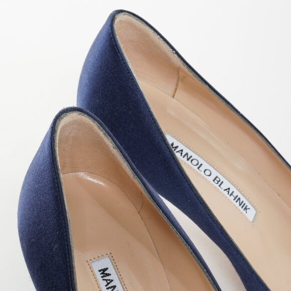Manolo Blahnik Hangisi Blue Satin Jewel Pumps - Picture 9 of 9